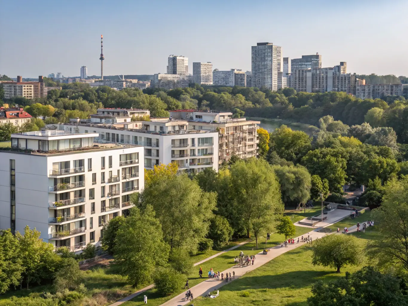A photo of the Palace of Culture and Science in Warsaw, a monumental building with a panoramic view of the city.